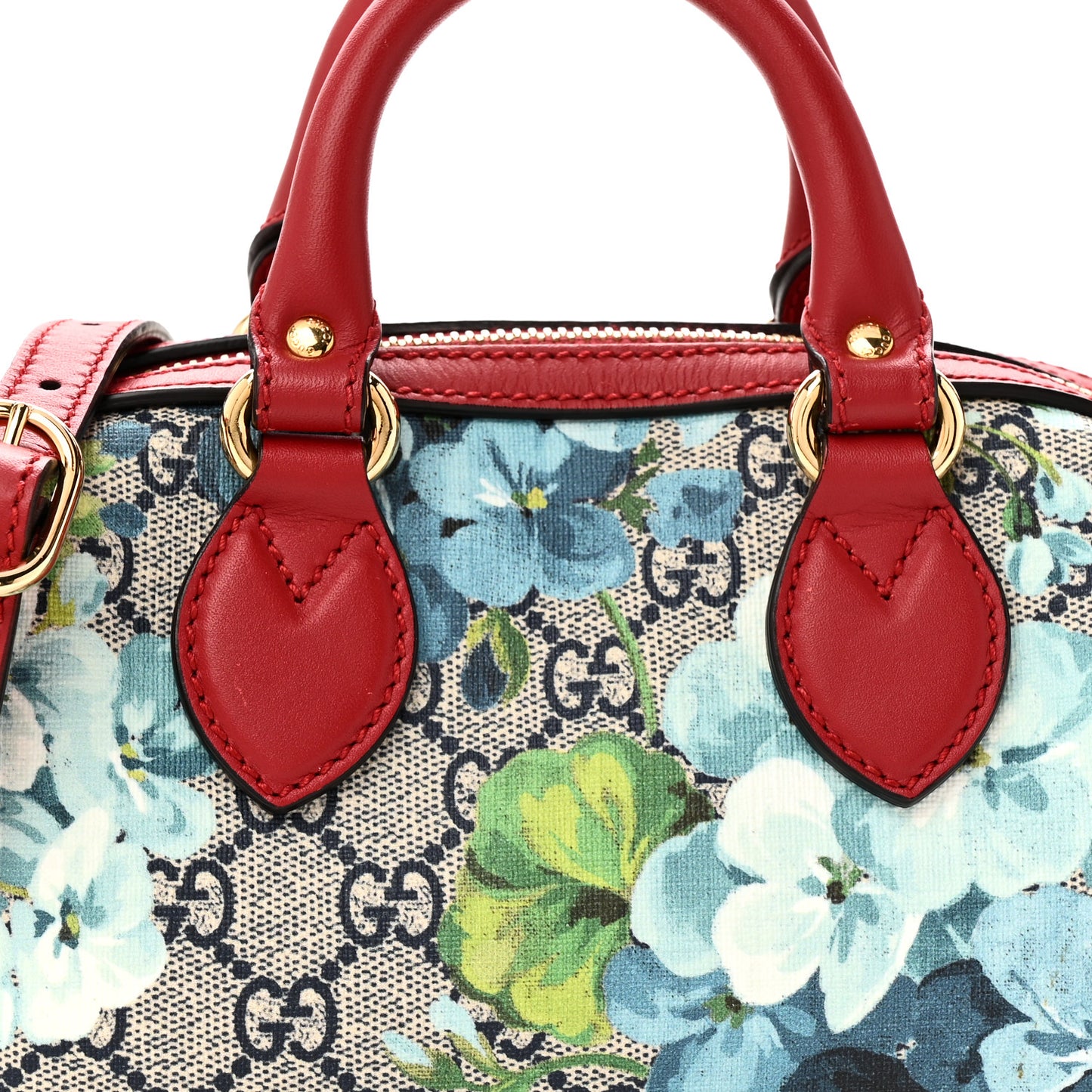 GG Supreme Monogram Blooms Mini Boston Navy Blue Hibiscus
