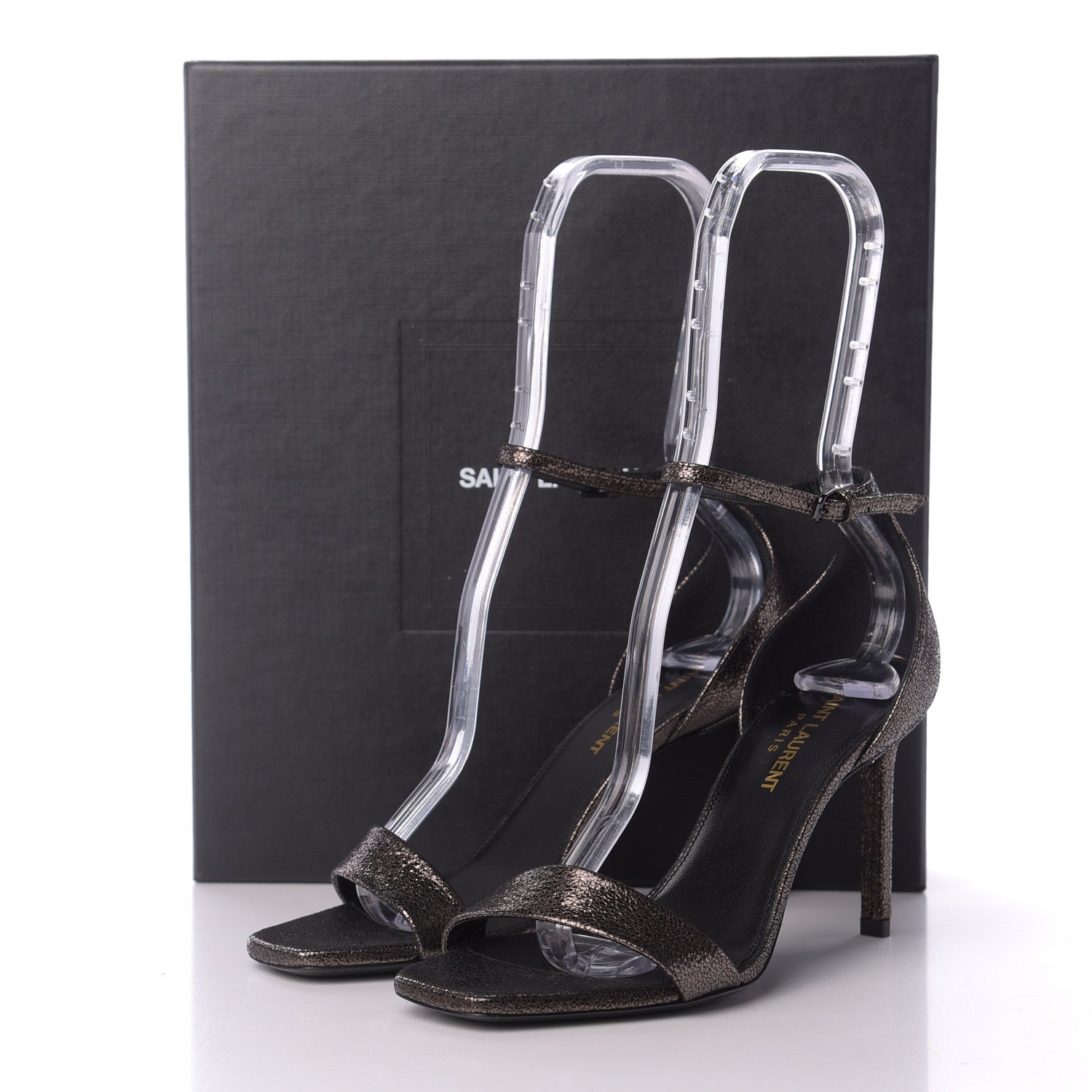 Saint Laurent Evora Amber 85 Astrap Sandals 36.5 Gunmetal 9 of 9