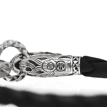 John Hardy Sterling Silver Leather Naga Dragon Legend Bracelet Black 5 of 5