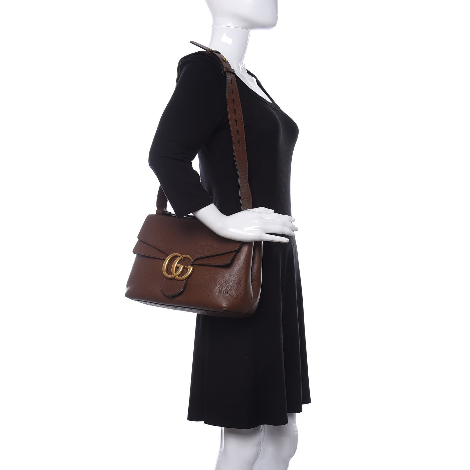 Gucci Cellarius Calfskin GG Marmont Shoulder Bag Nut Brown 2 of 14