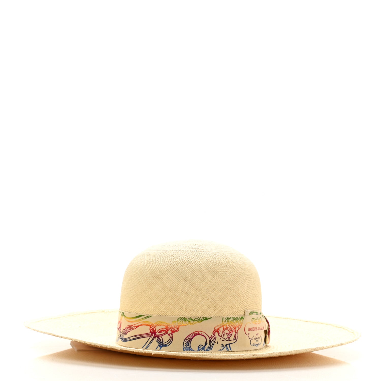 Hermes Straw Panama Brisa Brides De Gala Hat 58 Naturel Multicolore 3 of 9