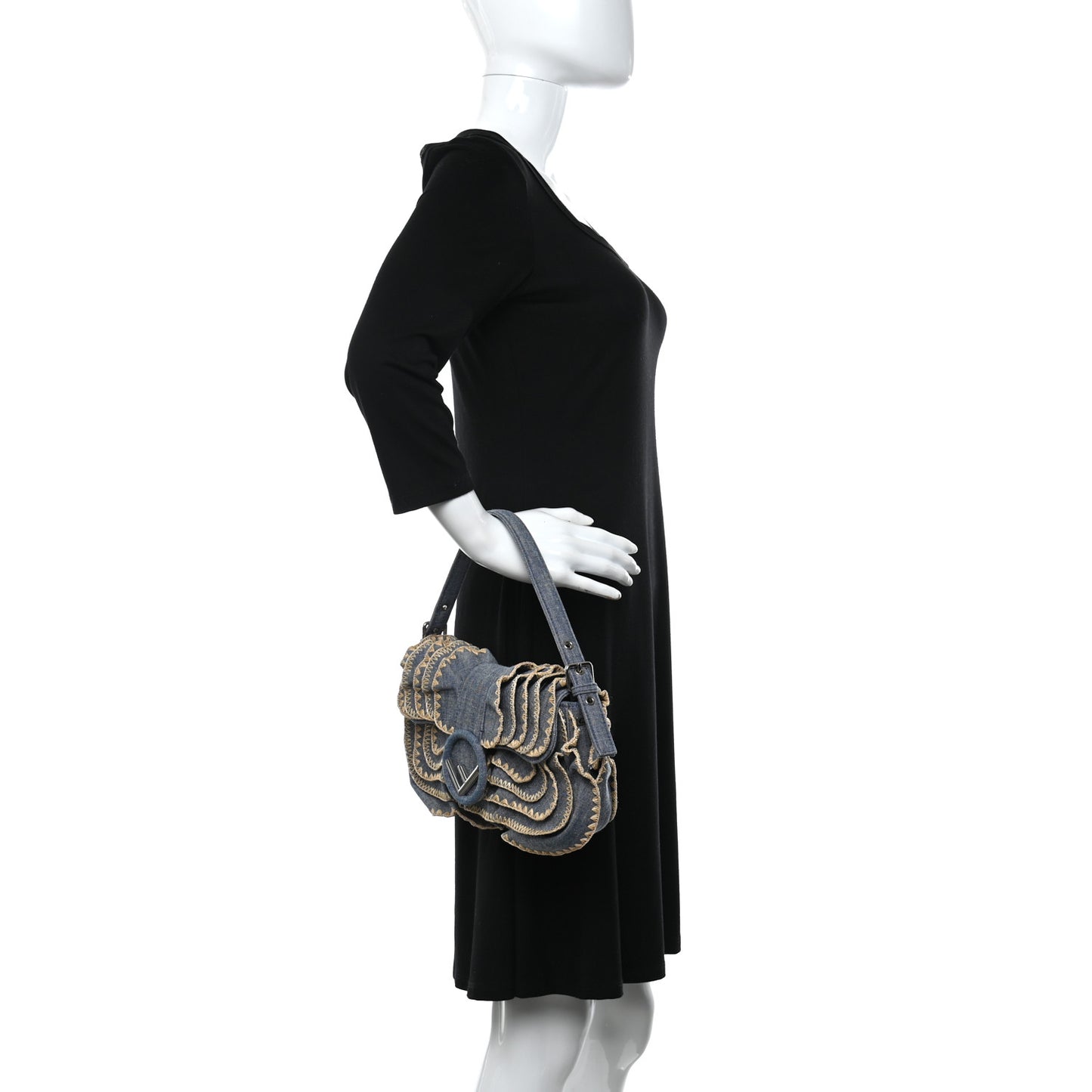 Denim F is Fendi Multi Waves Baguette Blue