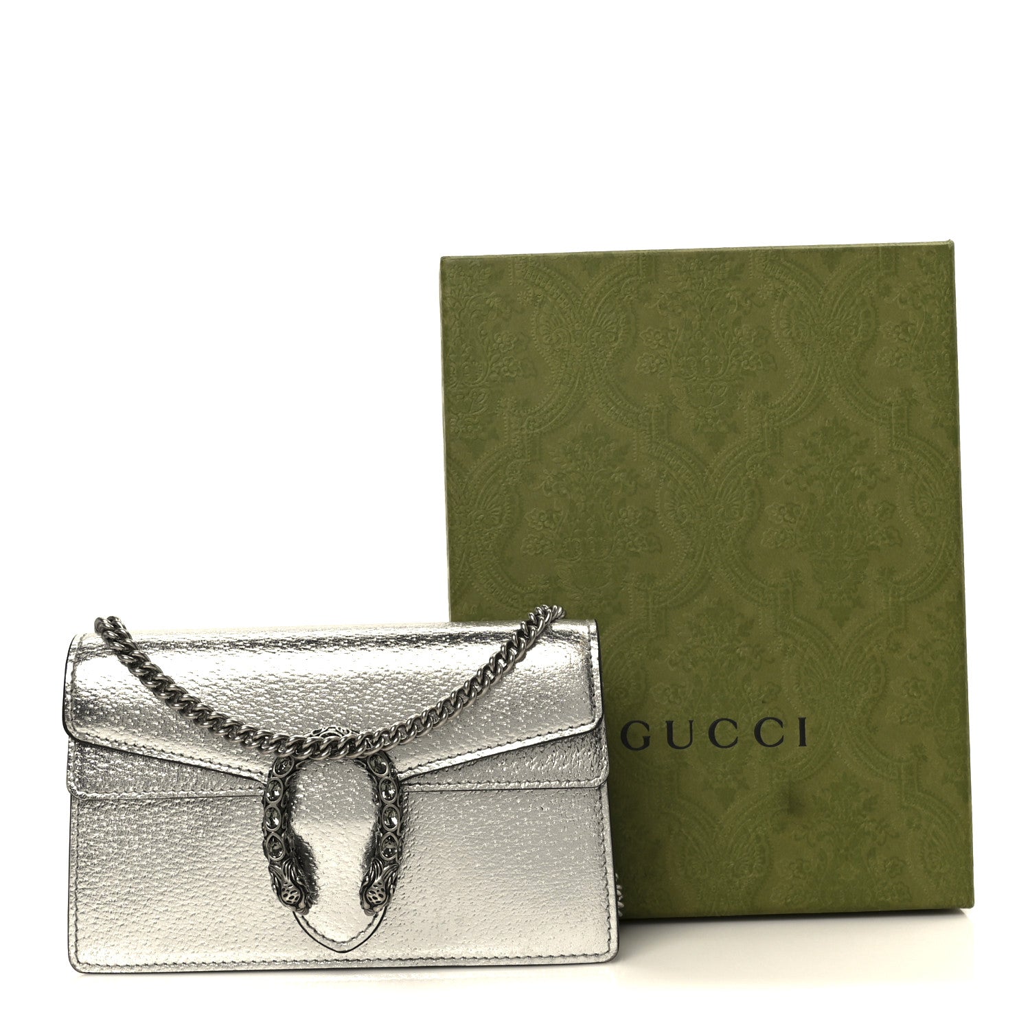 Gucci Metallic Calfskin Super Mini Dionysus Shoulder Bag Silver 10 of 10