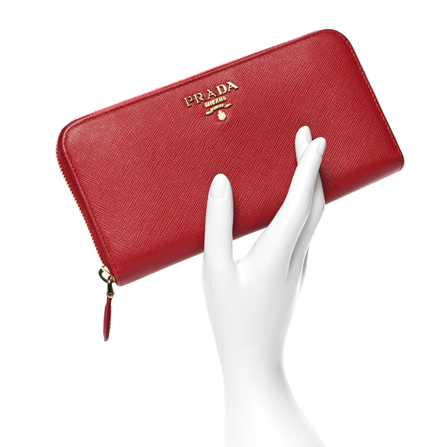 Saffiano Metal Zip Around Wallet Fuoco