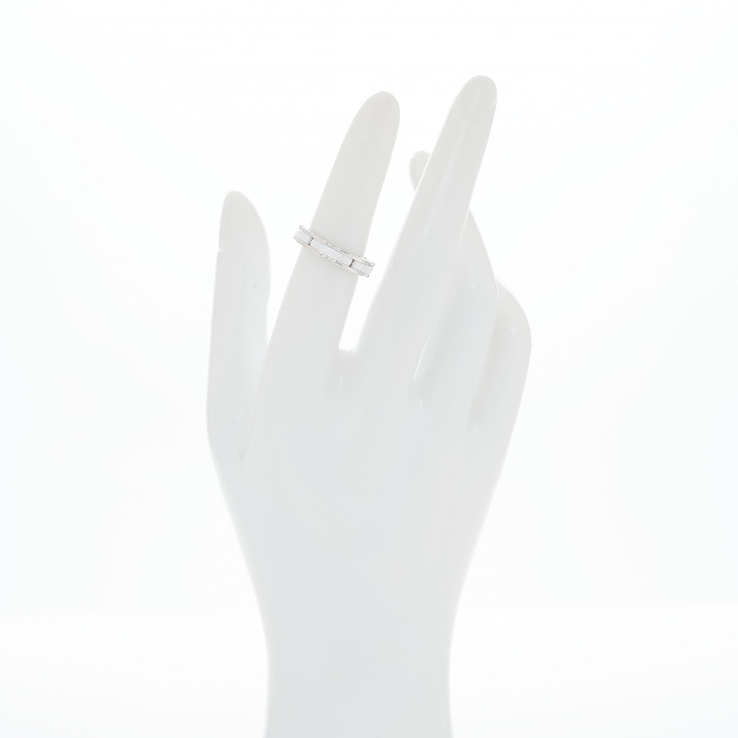 Chanel 18K White Gold Ceramic Small Ultra Ring White 50 5.25 2 of 6