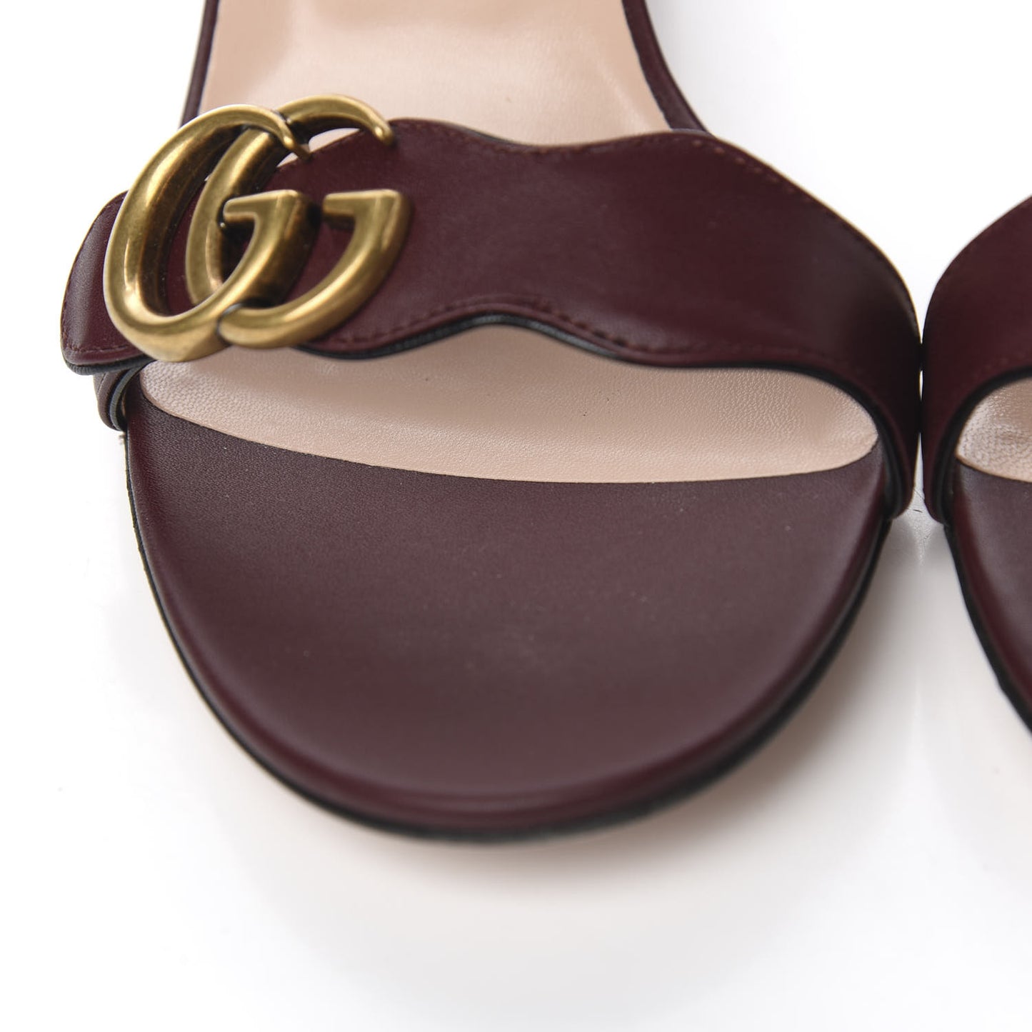 Lifford Calfskin GG Marmont Ankle Wrap 105mm Sandals 42 Vintage Bordeaux