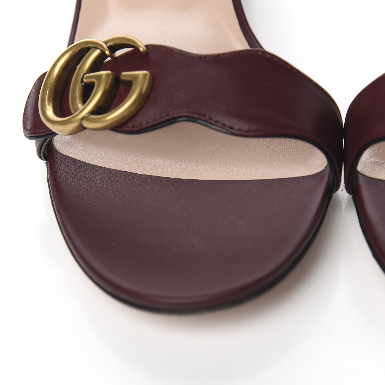 Gucci Lifford Calfskin GG Marmont Ankle Wrap 105mm Sandals 42 Vintage Bordeaux 8 of 10