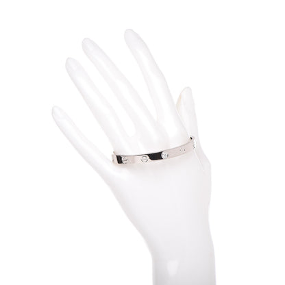 Cartier 18K White Gold 1 Diamond LOVE Cuff Bracelet 17 2 of 4