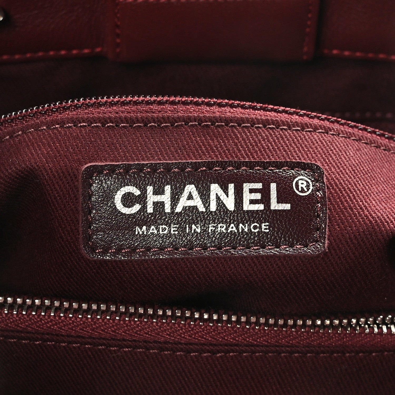 Chanel Patent Chevron Shopper Tote Burgundy 7 of 10