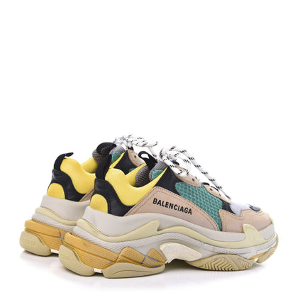 Balenciaga Fabric Mesh Womens Triple S Sneakers 37 Jaune Beige Vert Black Gris 4 of 7