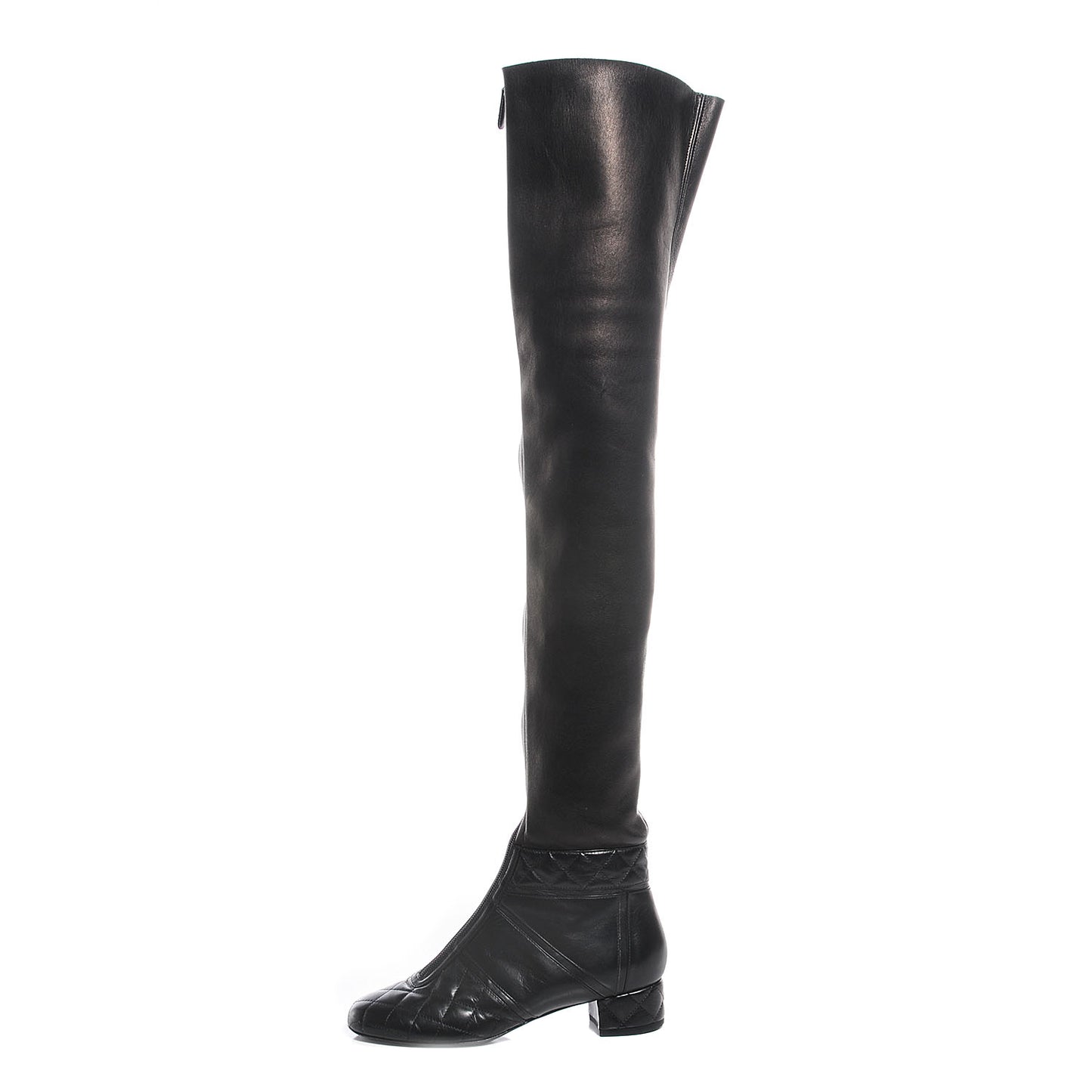 Lambskin Quilted Over the Knee Boots 36.5 Black