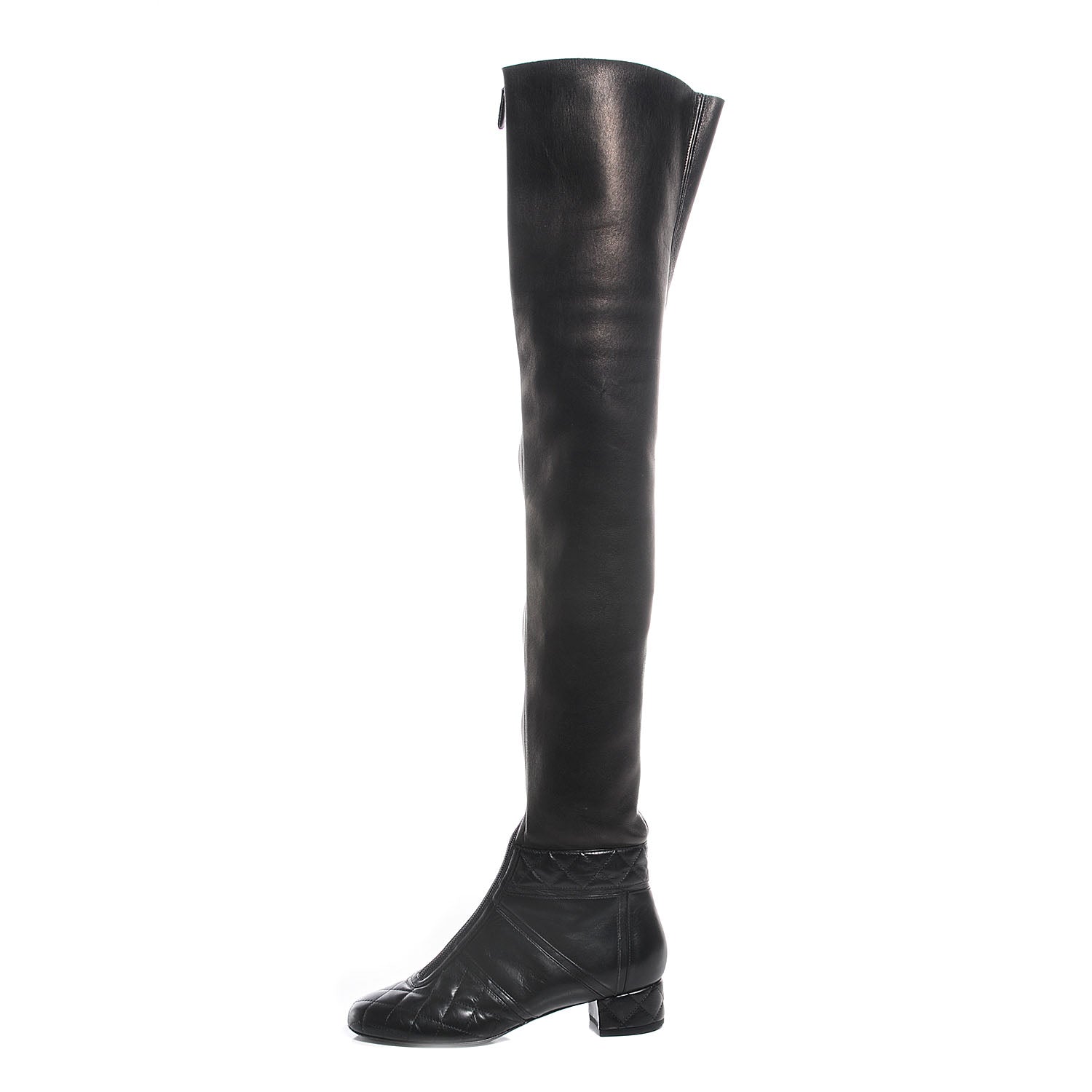 Chanel Lambskin Quilted Over the Knee Boots 36.5 Black 1 of 7