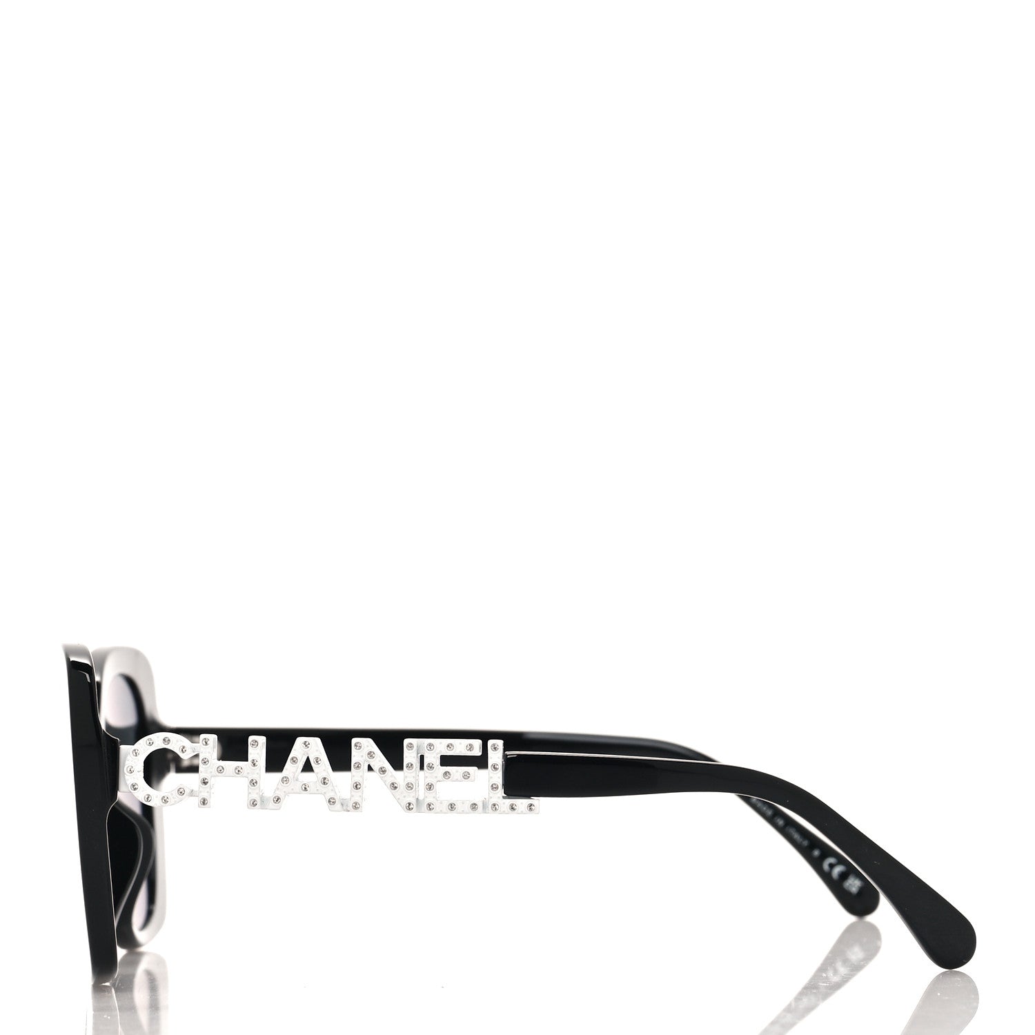 Chanel Acetate Strass Square Sunglasses 5422-B Black White 3 of 8
