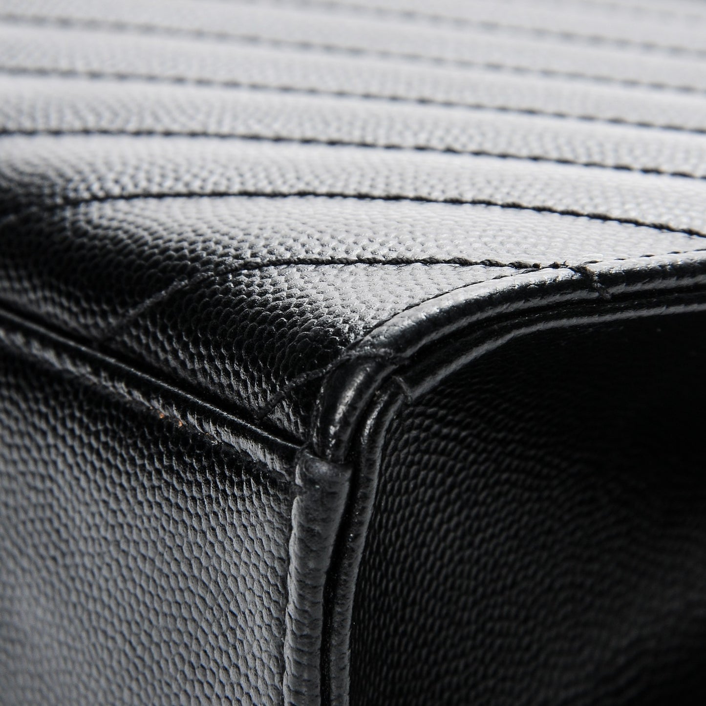 Grain De Poudre Matelasse Chevron Large Monogram Satchel Black