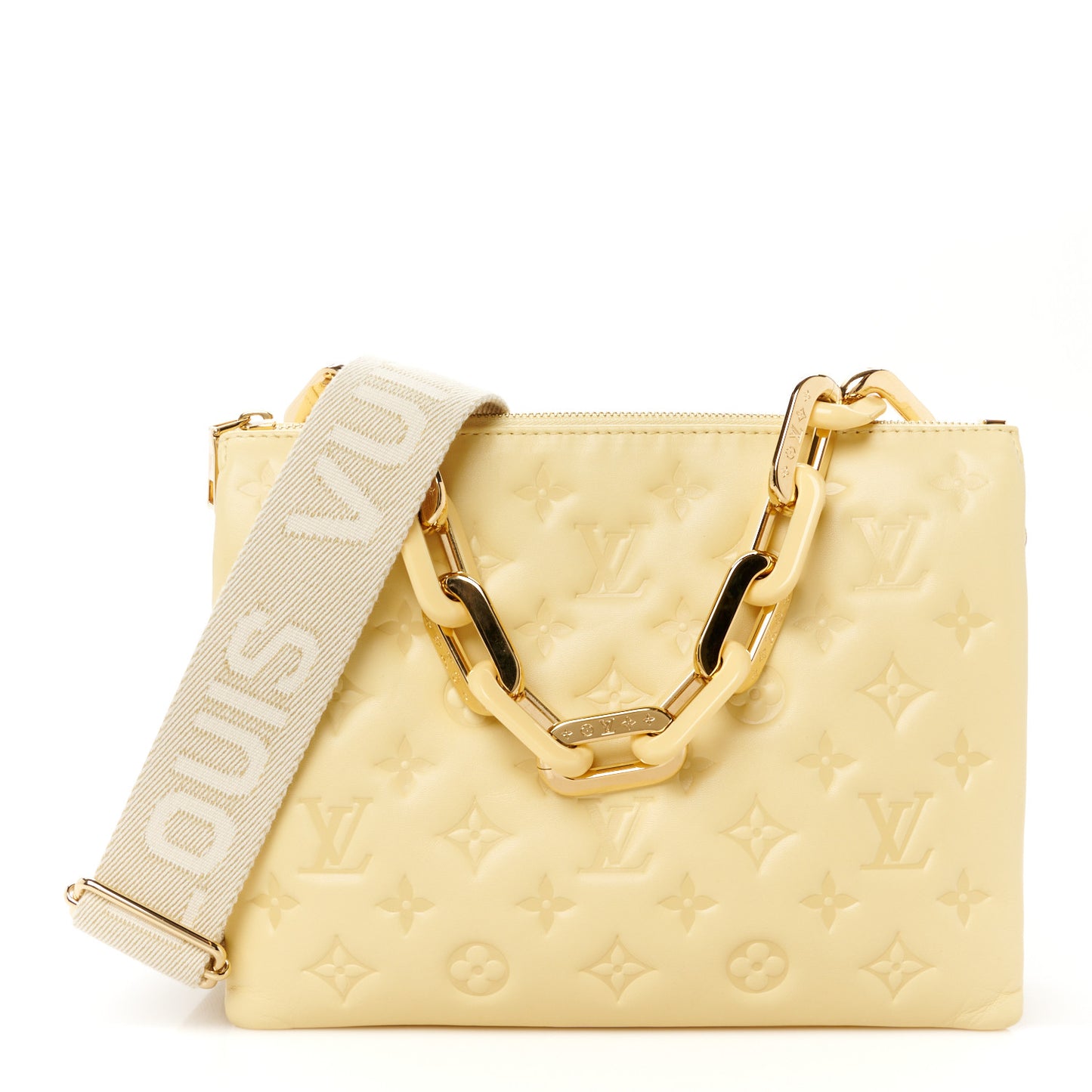 Lambskin Embossed Monogram Coussin PM Yellow