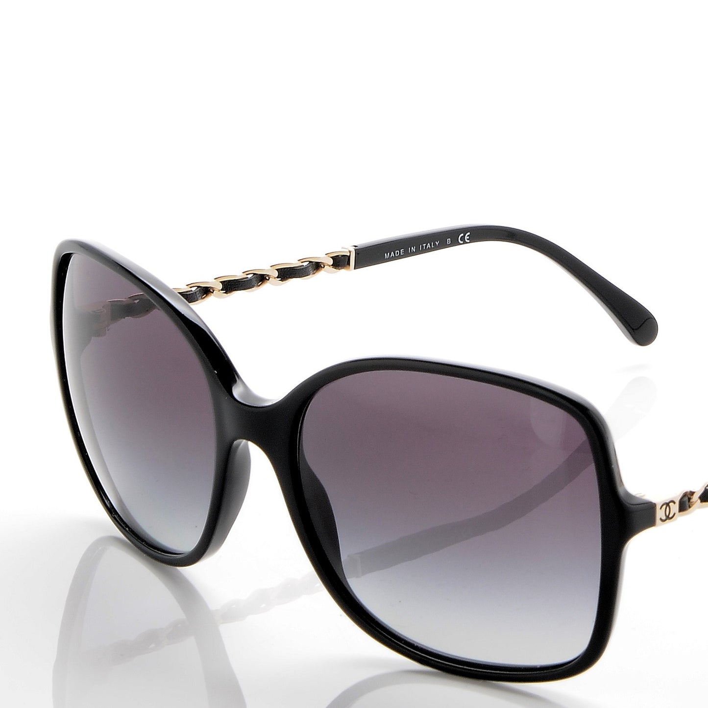 Lambskin Square Chain Sunglasses 5210-Q Black