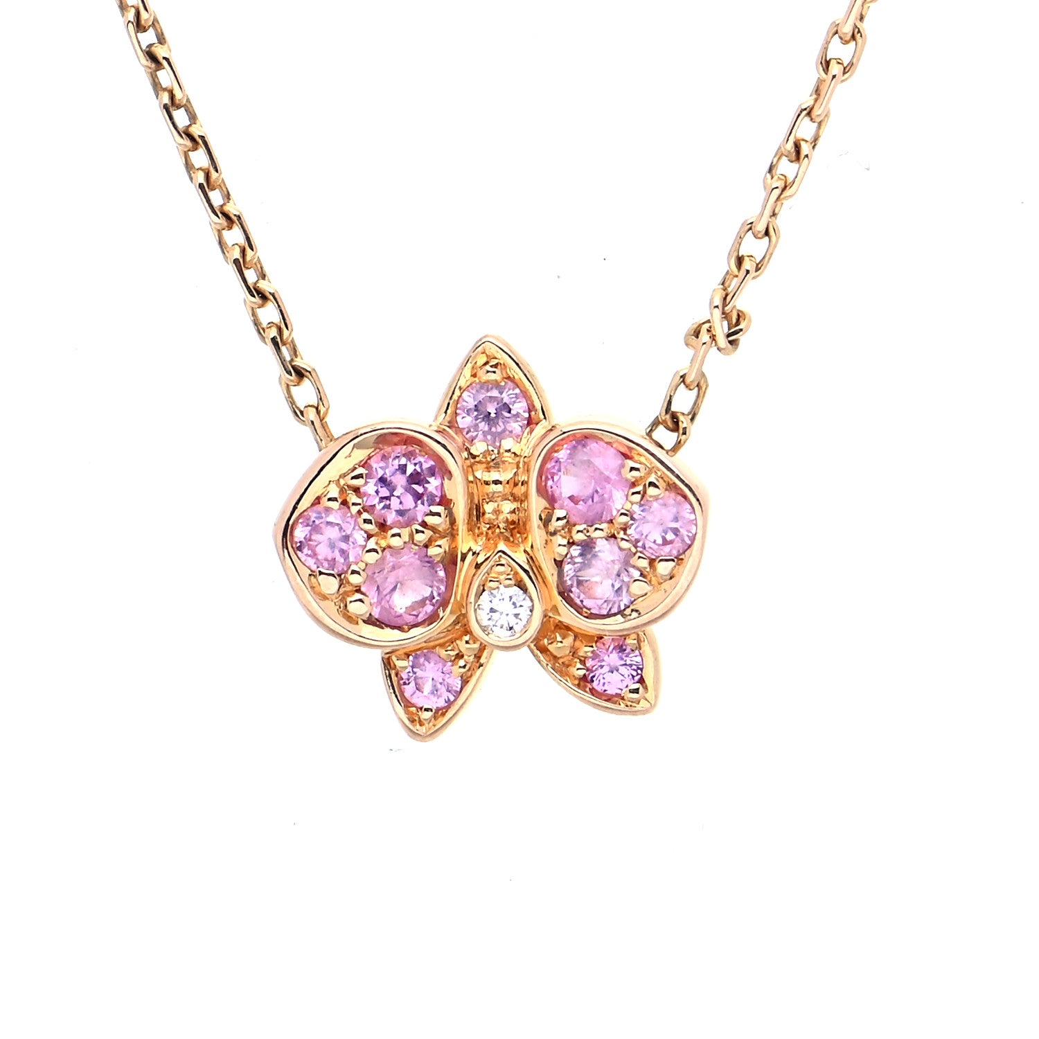 Cartier 18K Pink Gold Pink Sapphire Diamond Caresse D'Orchidees Par Cartier Necklace 4 of 6