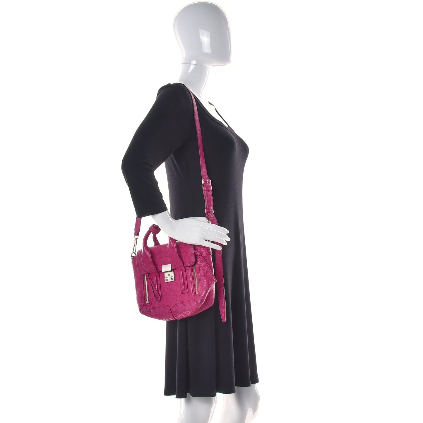 Textured Calfskin Mini Pashli Satchel Fuschia