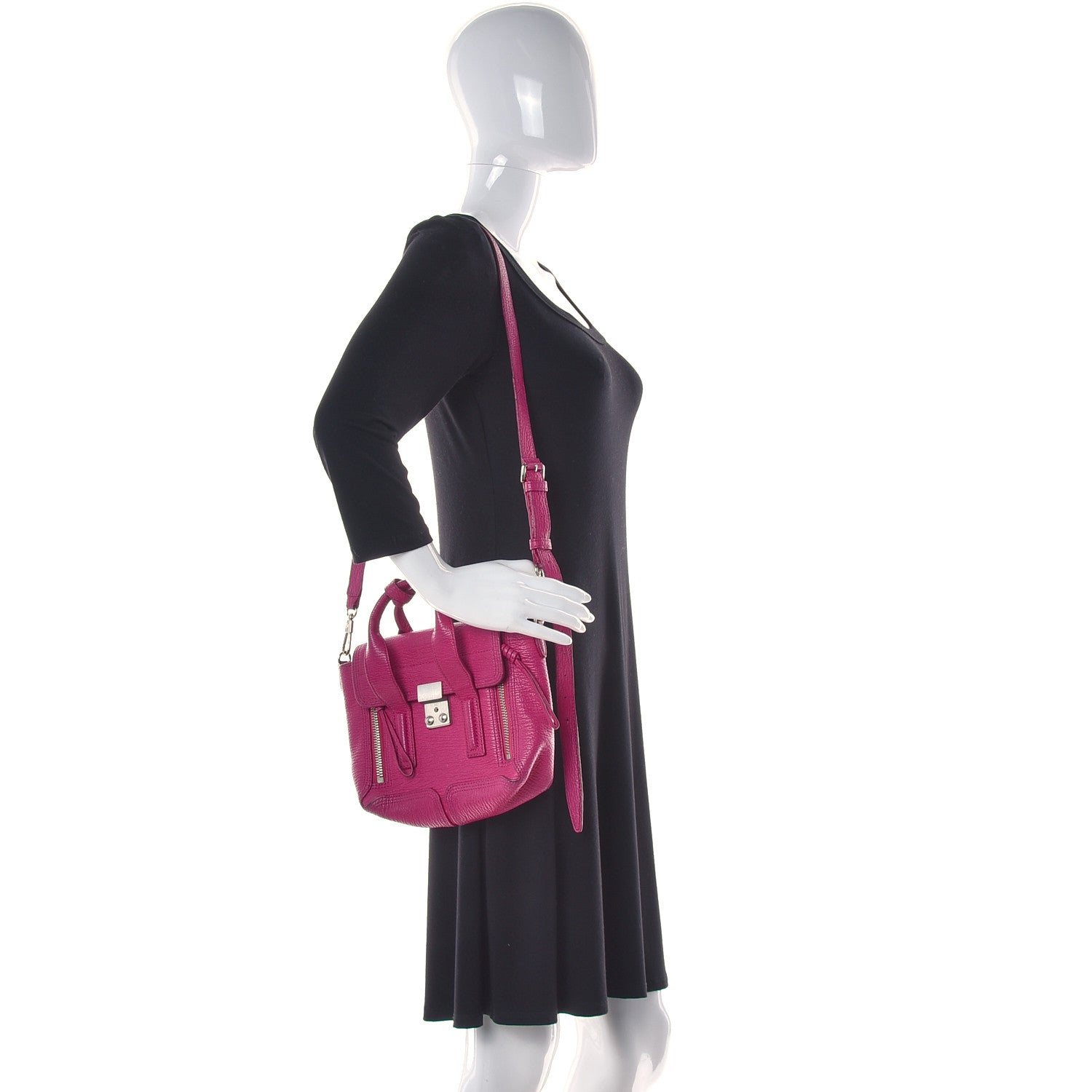 3.1 Phillip Lim Textured Calfskin Mini Pashli Satchel Fuschia 2 of 34