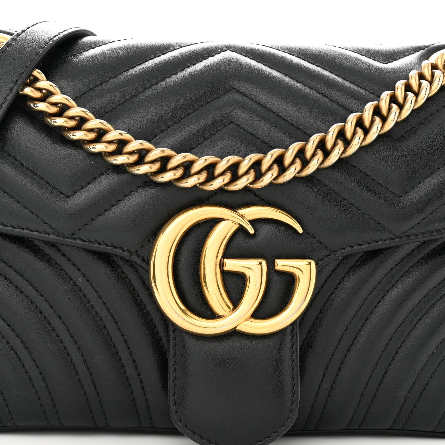 Calfskin Matelasse Small GG Marmont Shoulder Bag Black