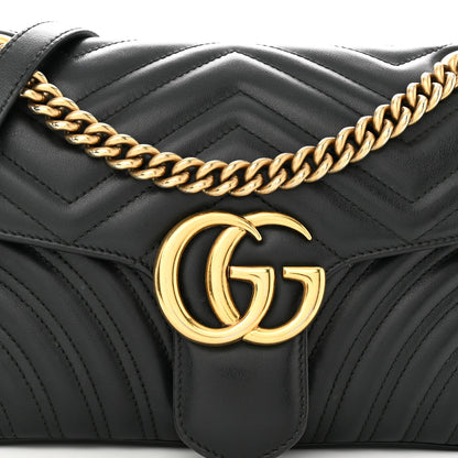 Gucci Calfskin Matelasse Small GG Marmont Shoulder Bag Black 8 of 11