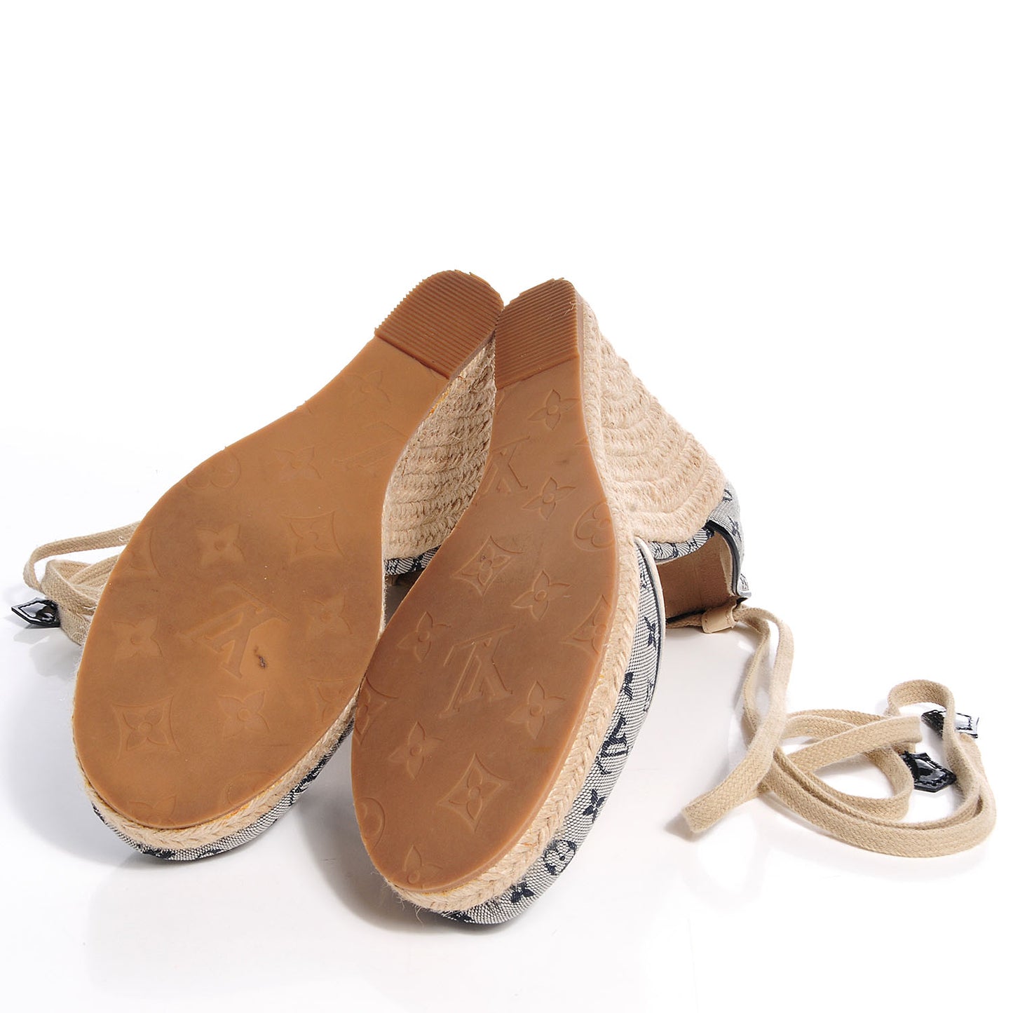 Mini Monogram Espadrille Wedge Heels 37.5 Blue