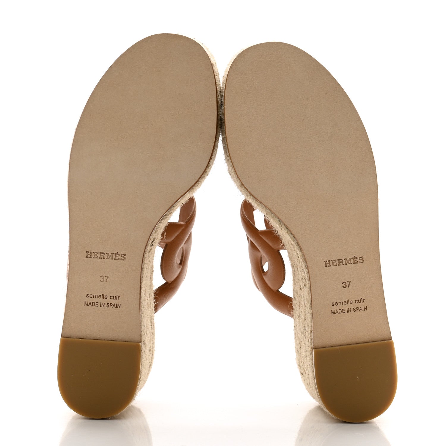 Hermes Nappa Ithea Espadrille Wedge Sandals 37 Naturel 5 of 9