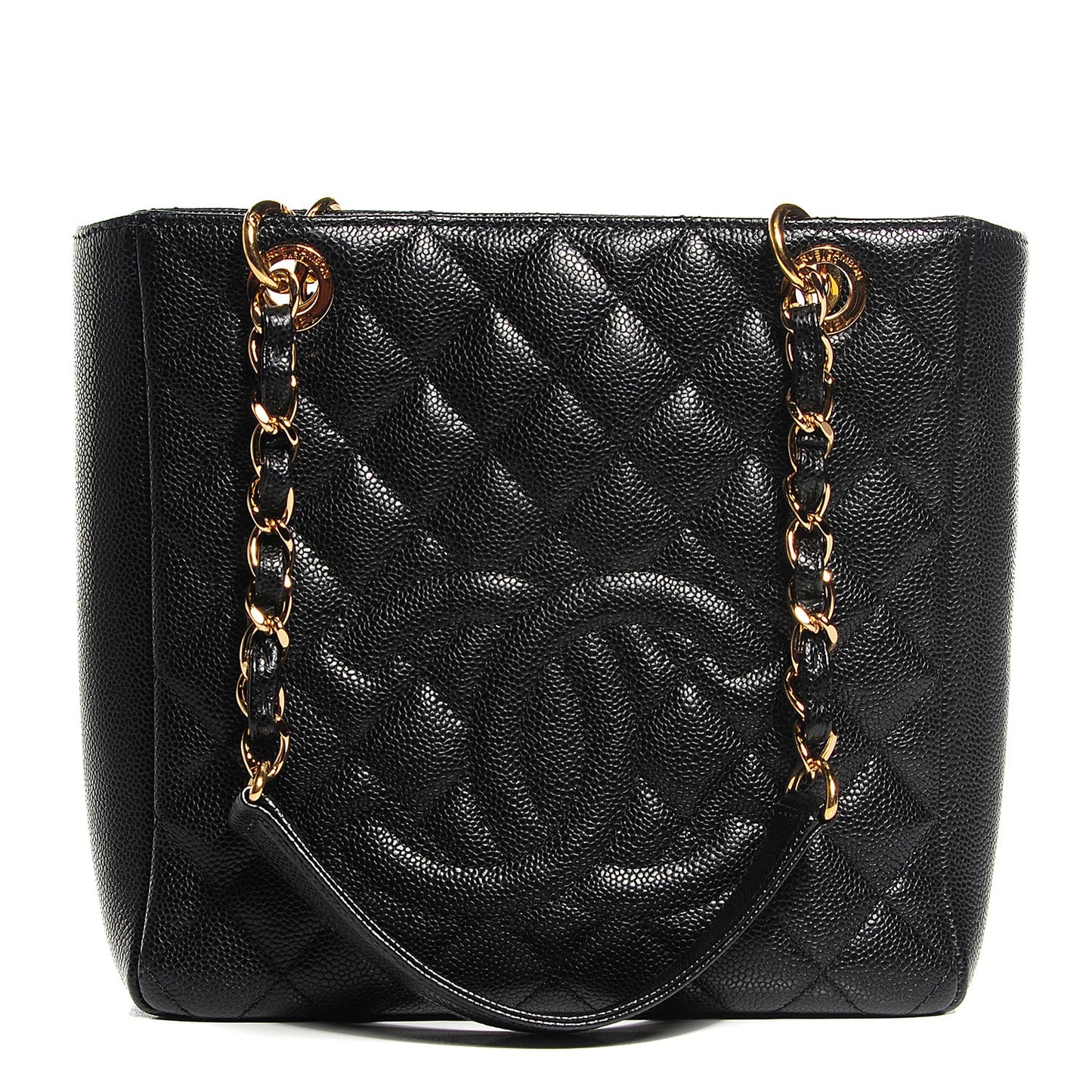 Caviar Quilted Petit Shopping Tote PST Black