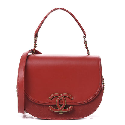Chanel Shiny Calfskin Goatskin Quilted Small Coco Curve Messenger Flap Red 1 of 12