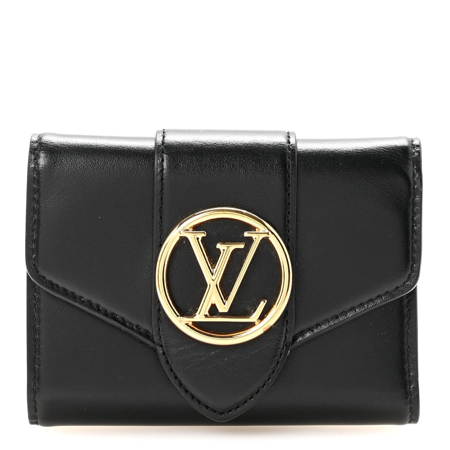 Louis Vuitton Smooth Calfskin LV Pont 9 Compact Wallet Black 1 of 7