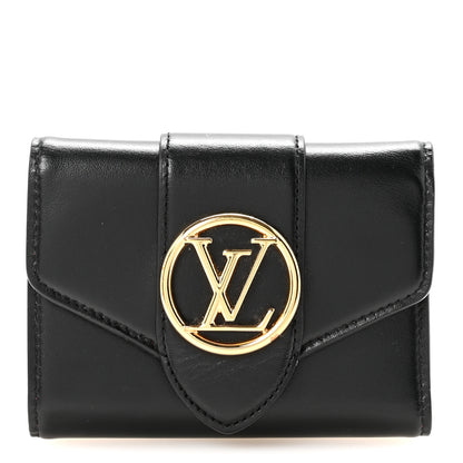 Louis Vuitton Smooth Calfskin LV Pont 9 Compact Wallet Black 1 of 7