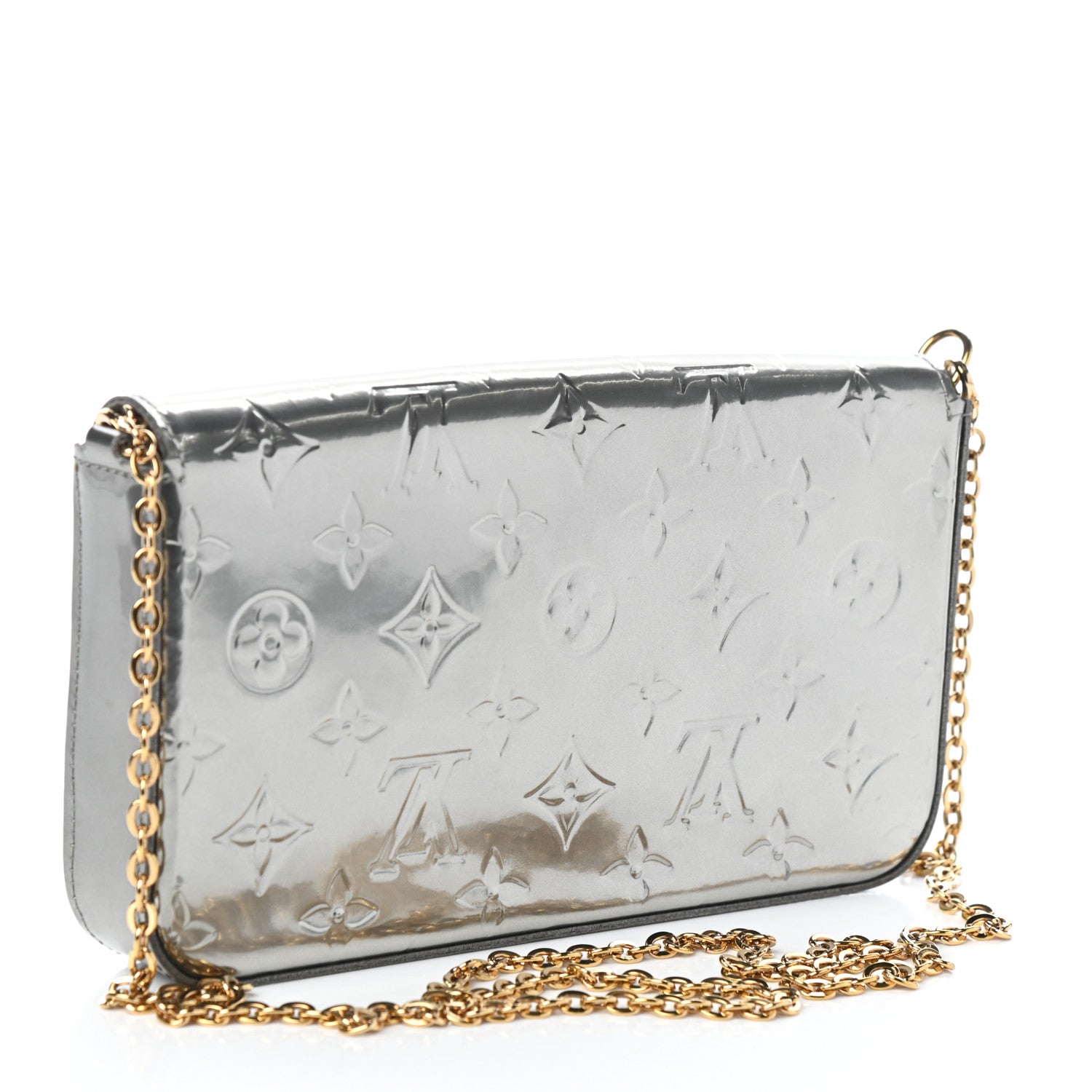 Louis Vuitton Vernis Felicie Pochette Chain Wallet Gris Metal 4 of 11