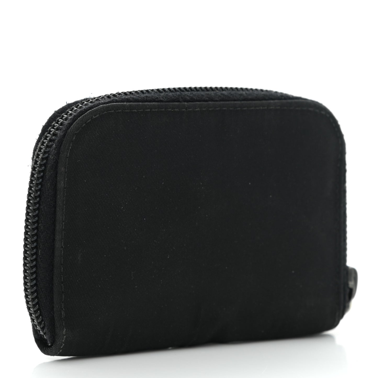 Tessuto Nylon Compact Zip Around Coin Pouch Black