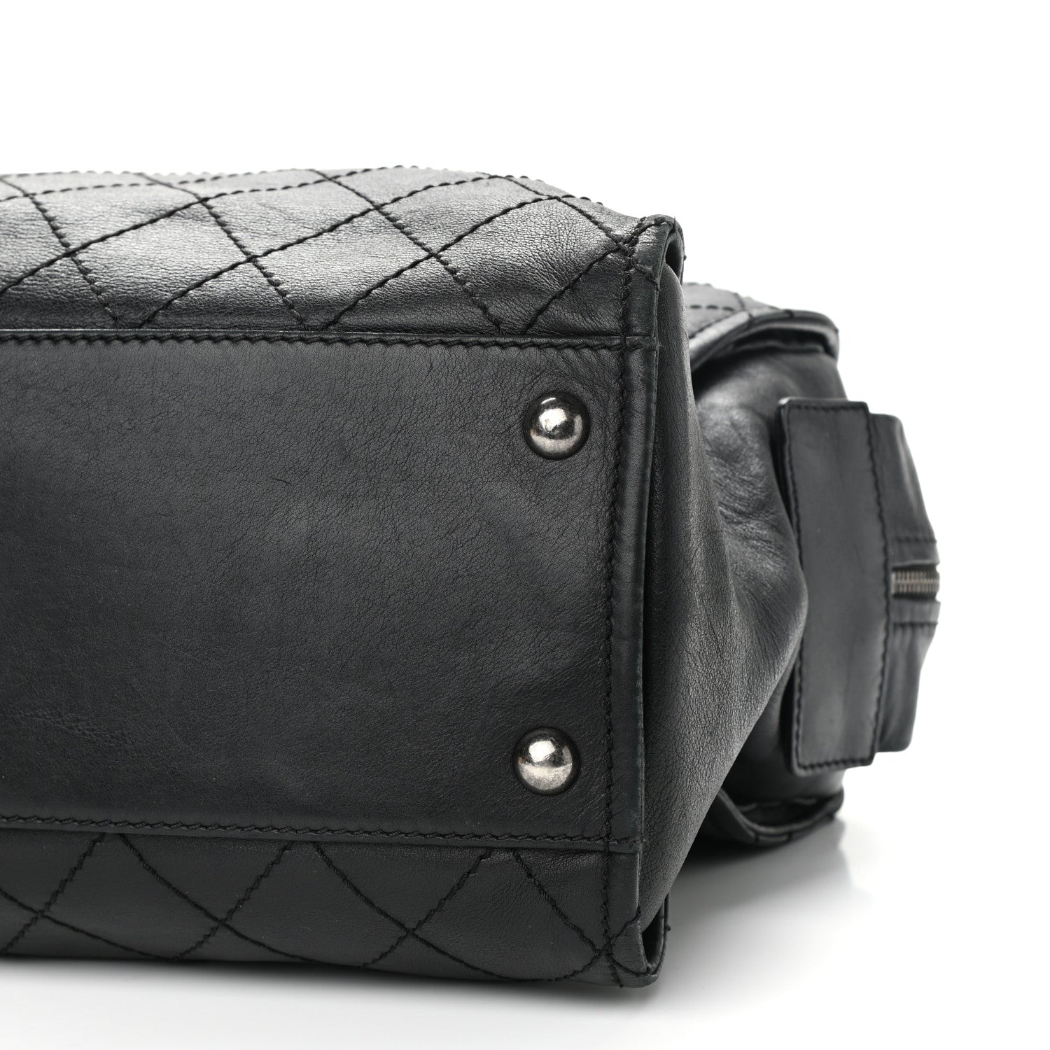 Chanel Calfskin Stitched Large Bowling Bag Black 10 of 14
