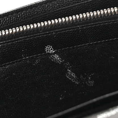 Saint Laurent Grain De Poudre Matelasse Chevron Bi-Color Monogram Chain Wallet White Black 9 of 10
