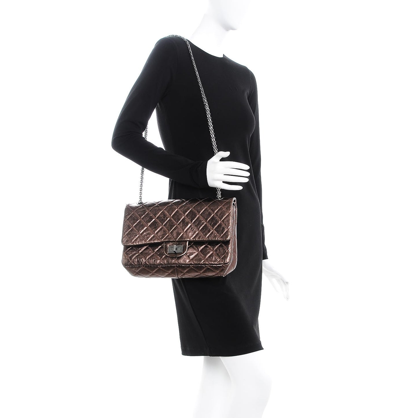 Metallic Aged Calfskin Quilted 2.55 Reissue 227 Flap Bronze
