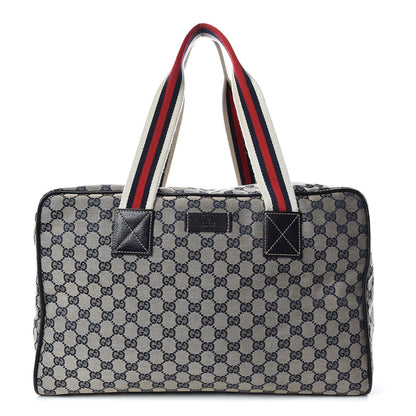 Gucci GG Monogram Web Large Collapsible Carry On Duffle Navy 1 of 16