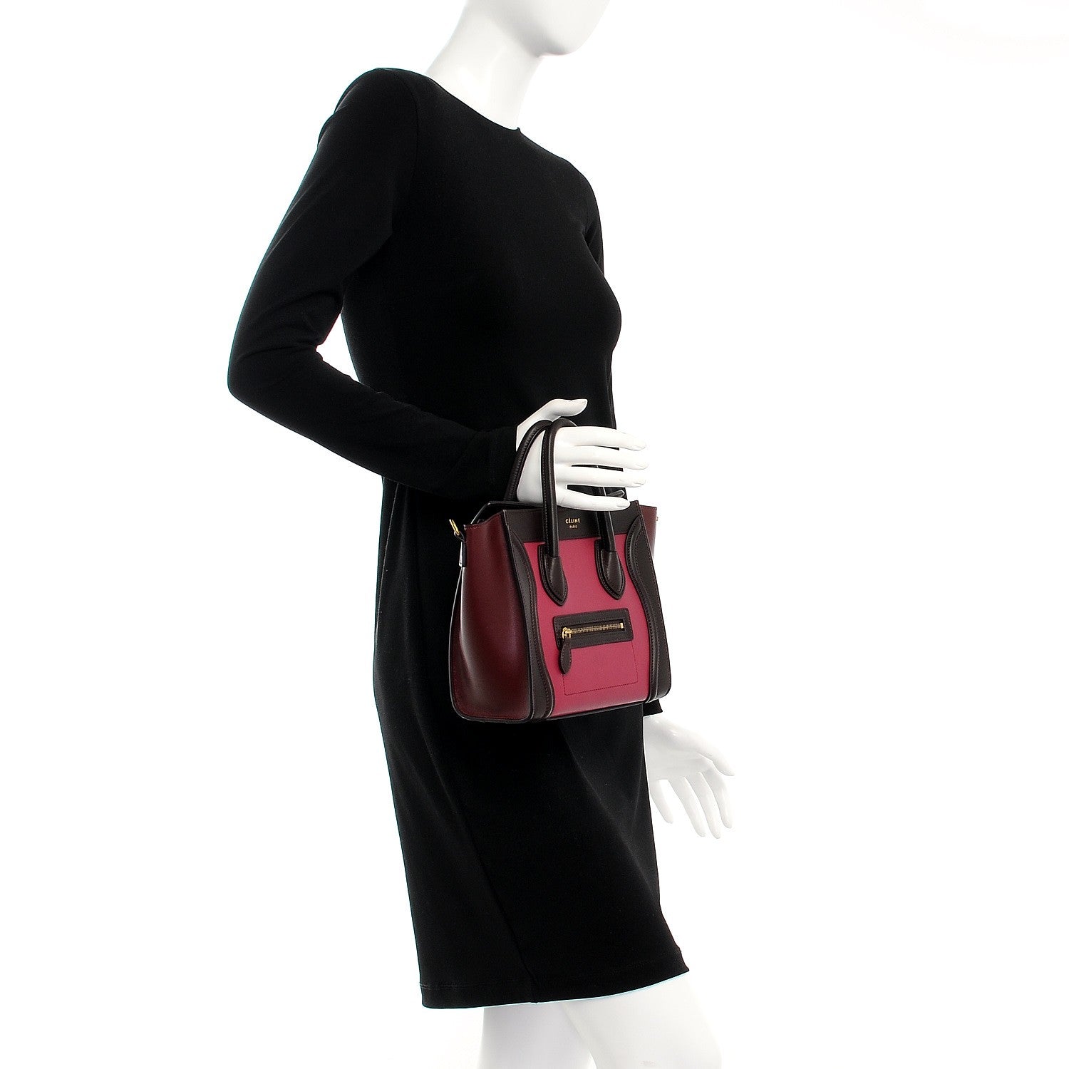 Celine Satin Calfskin Nano Tri-Color Luggage Orchid 3 of 8