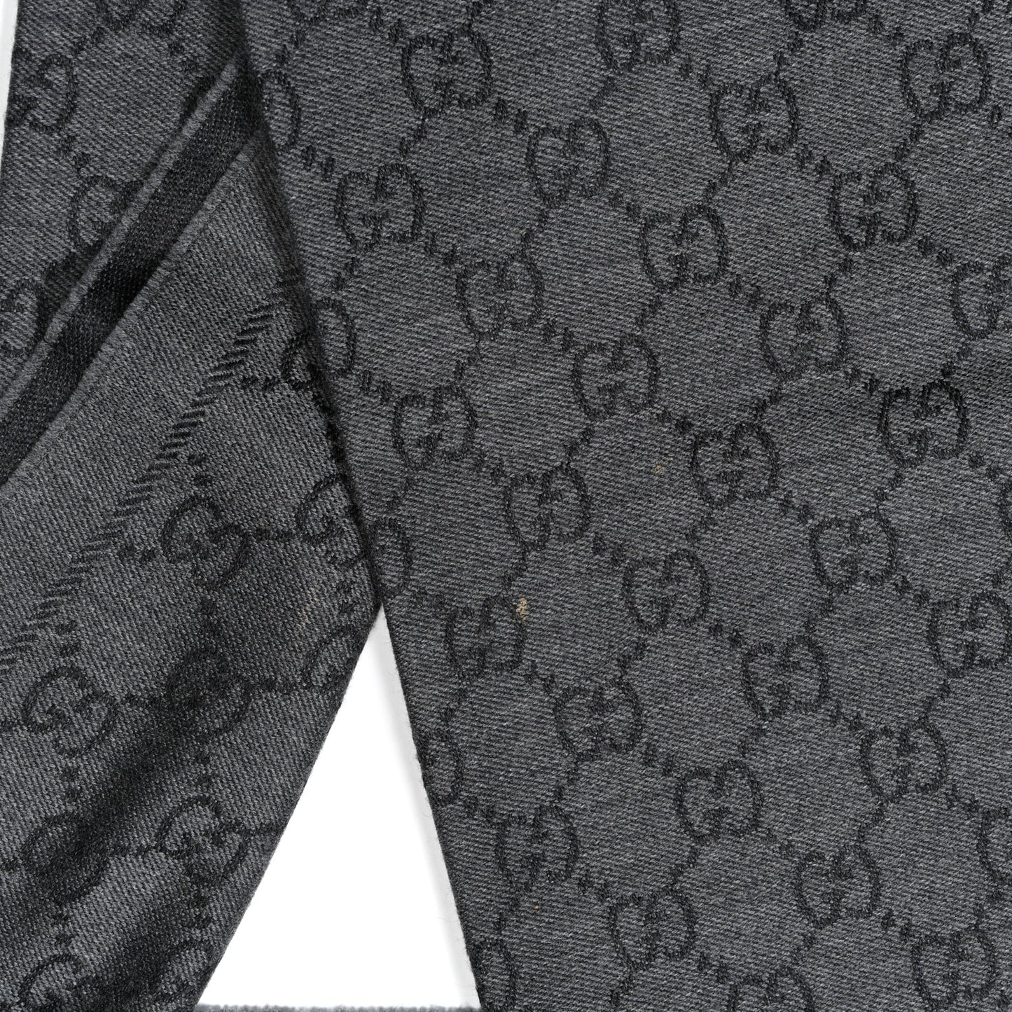 Wool Jacquard GG Monogram Sten Fringe Scarf Anthracite Black
