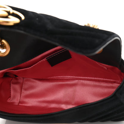 Gucci Velvet Matelasse Mini GG Marmont Shoulder Bag Black 5 of 13