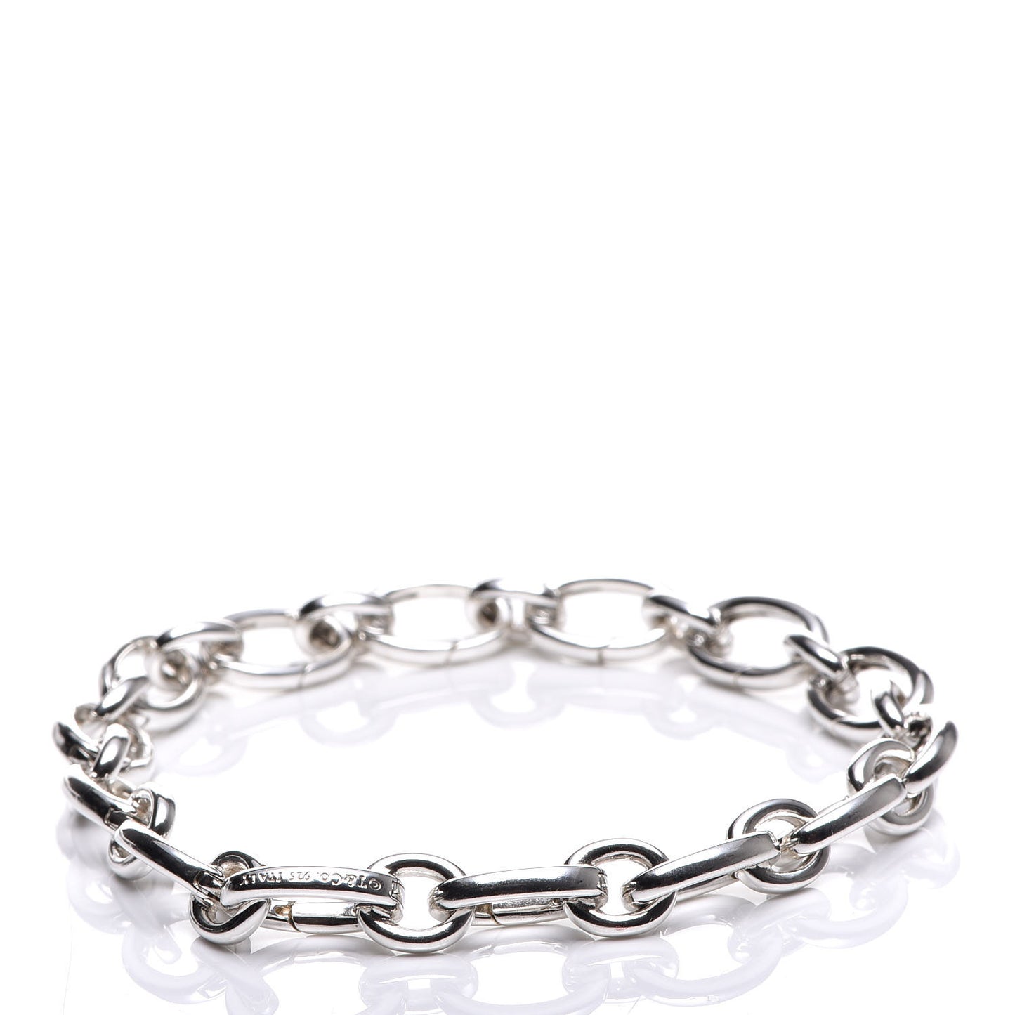 Sterling Silver Oval Clasping Link Bracelet
