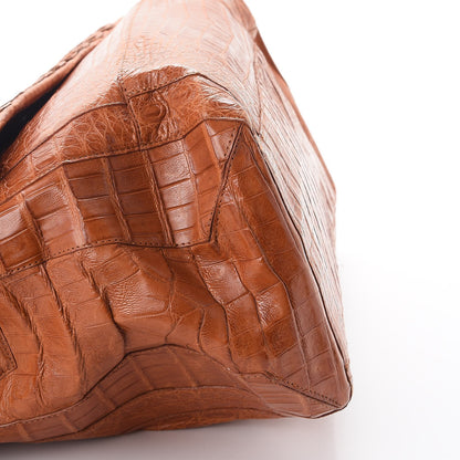 Nancy Gonzalez Crocodile Woven Flap Shoulder Bag Brown 9 of 10