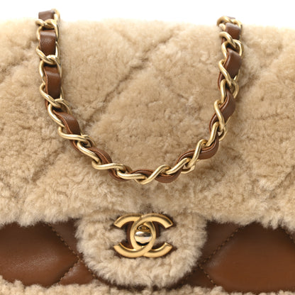 Chanel Shearling Lambskin Quilted Mini Furry Coco Flap Beige Dark Brown 8 of 10