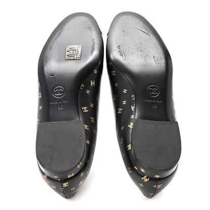 Chanel Lambskin Patent Calfskin Printed CC Cap Toe Ballerina Flats 36 Black Gold 6 of 10