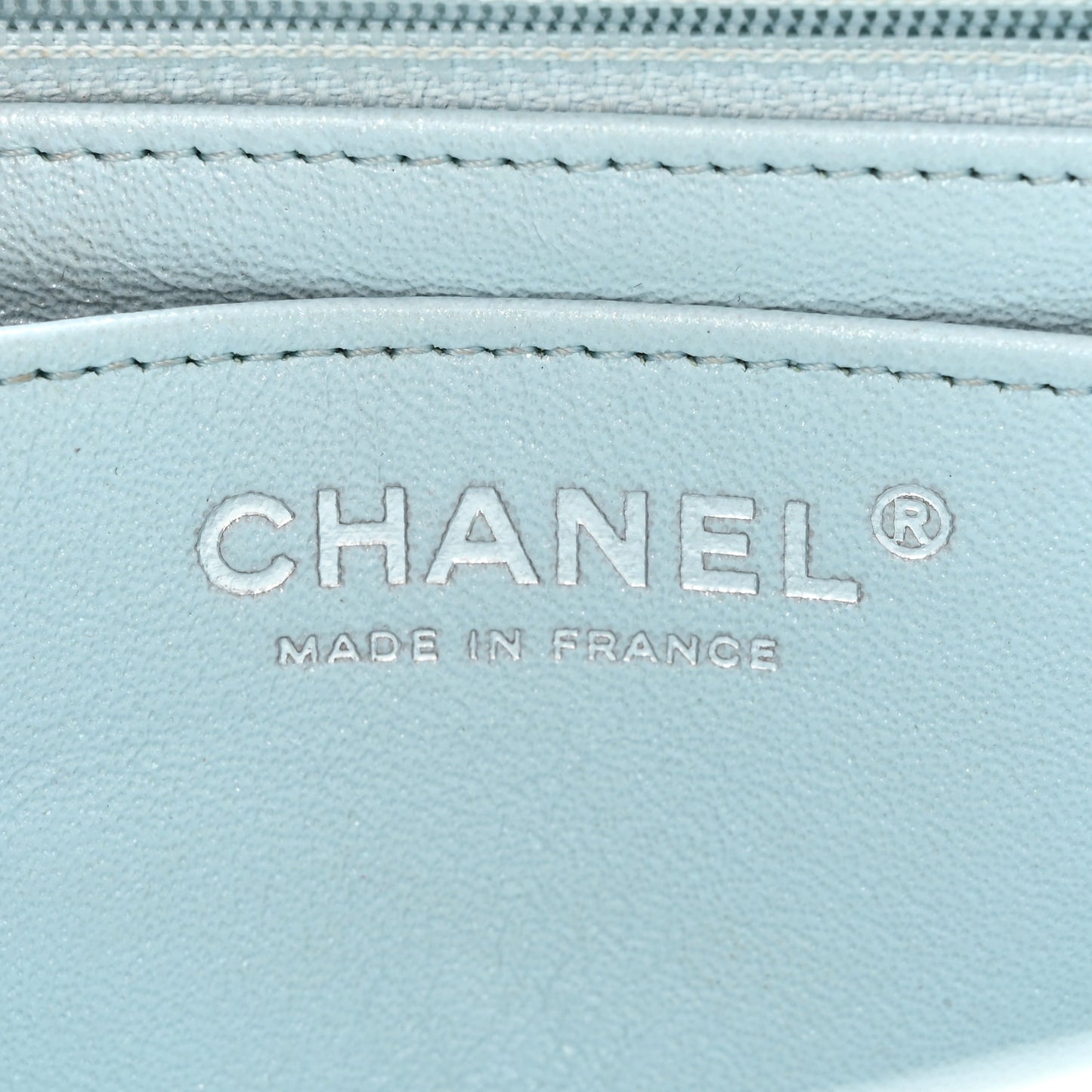 Perforated Lambskin Quilted Mini Rectangular Flap Light Blue Light Purple White