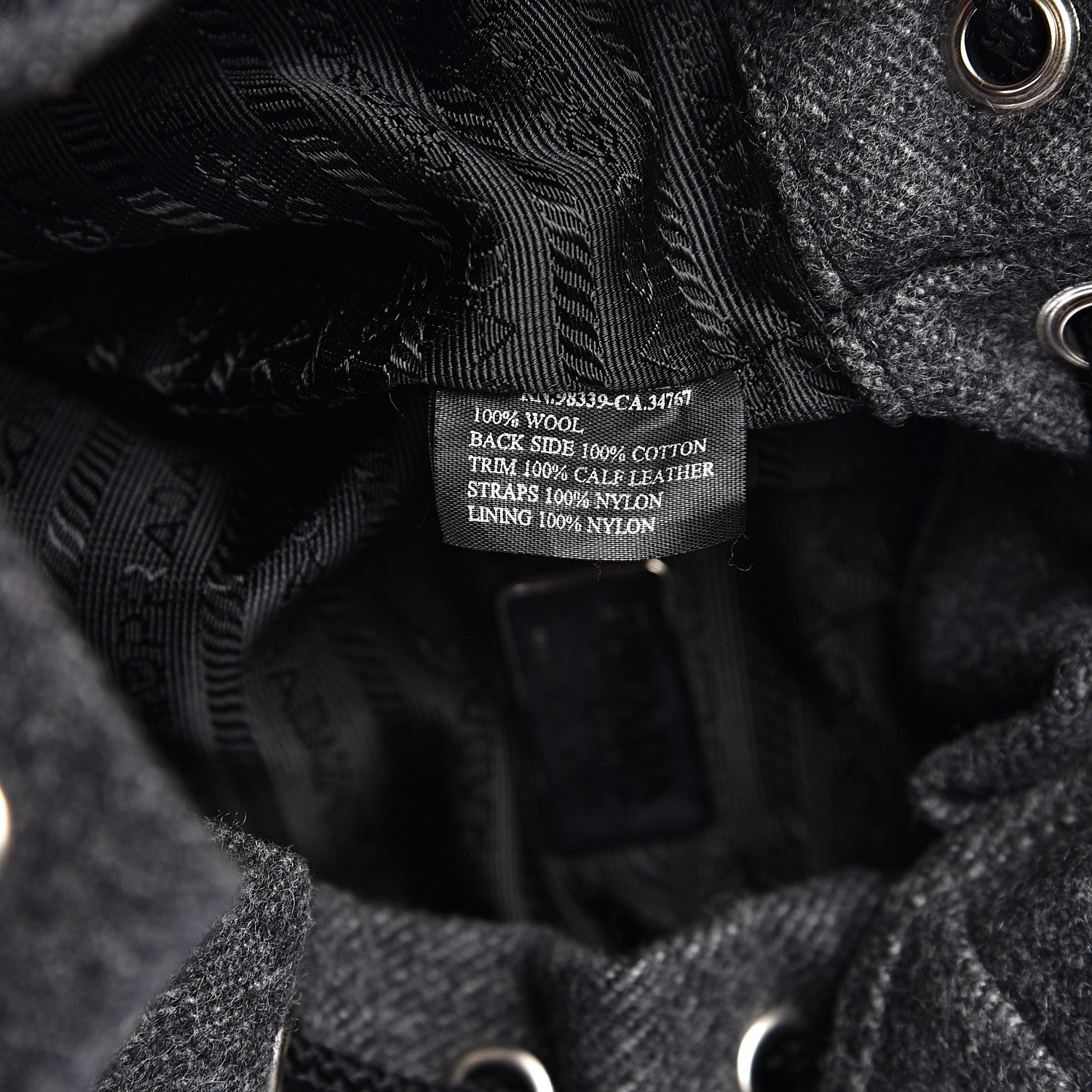 Prada Wool Single Buckle Backpack Grey 6 of 8