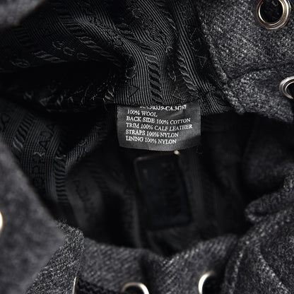 Prada Wool Single Buckle Backpack Grey 6 of 8