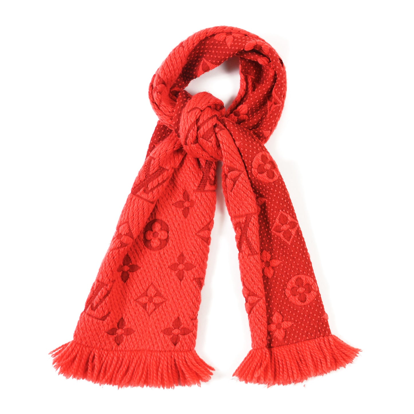 Wool Silk Logomania Scarf Rubis