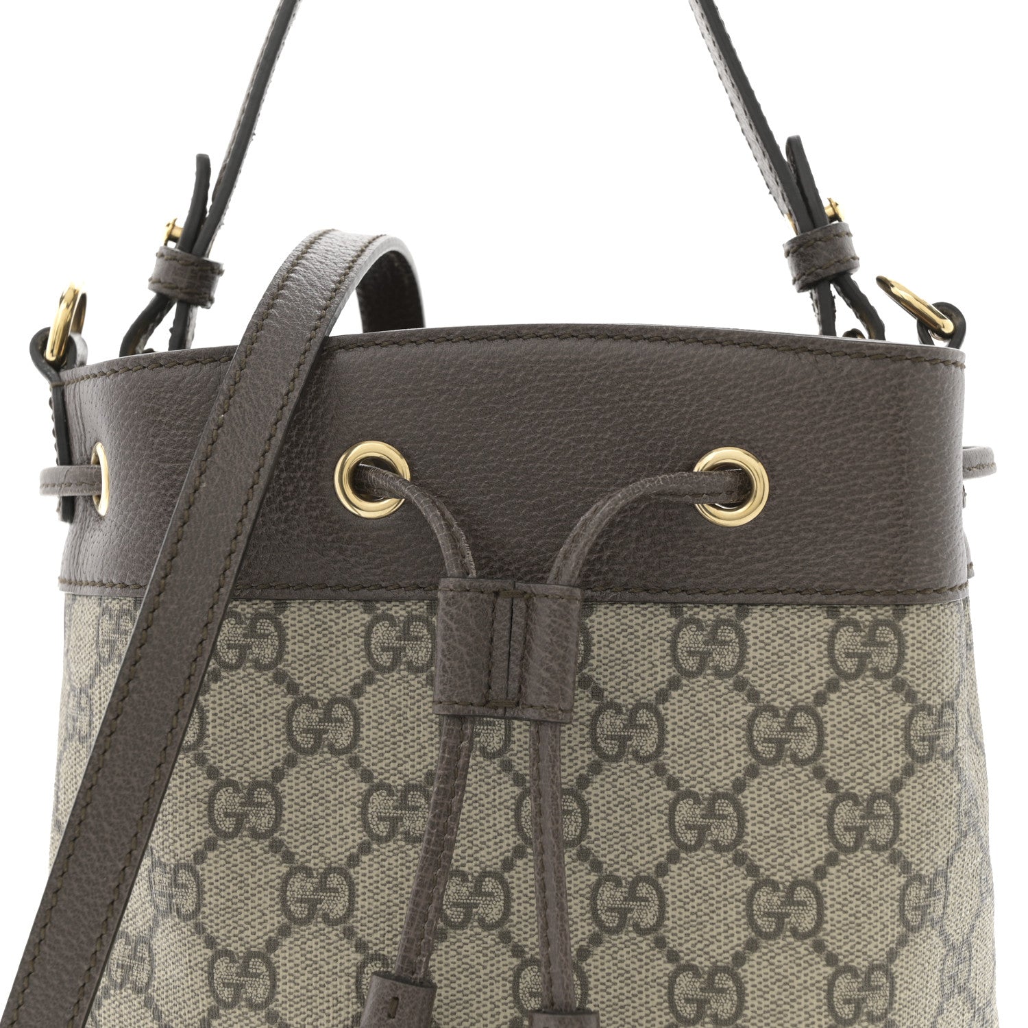 Gucci GG Supreme Monogram Web Small Ophidia Bucket Bag Brown 8 of 11