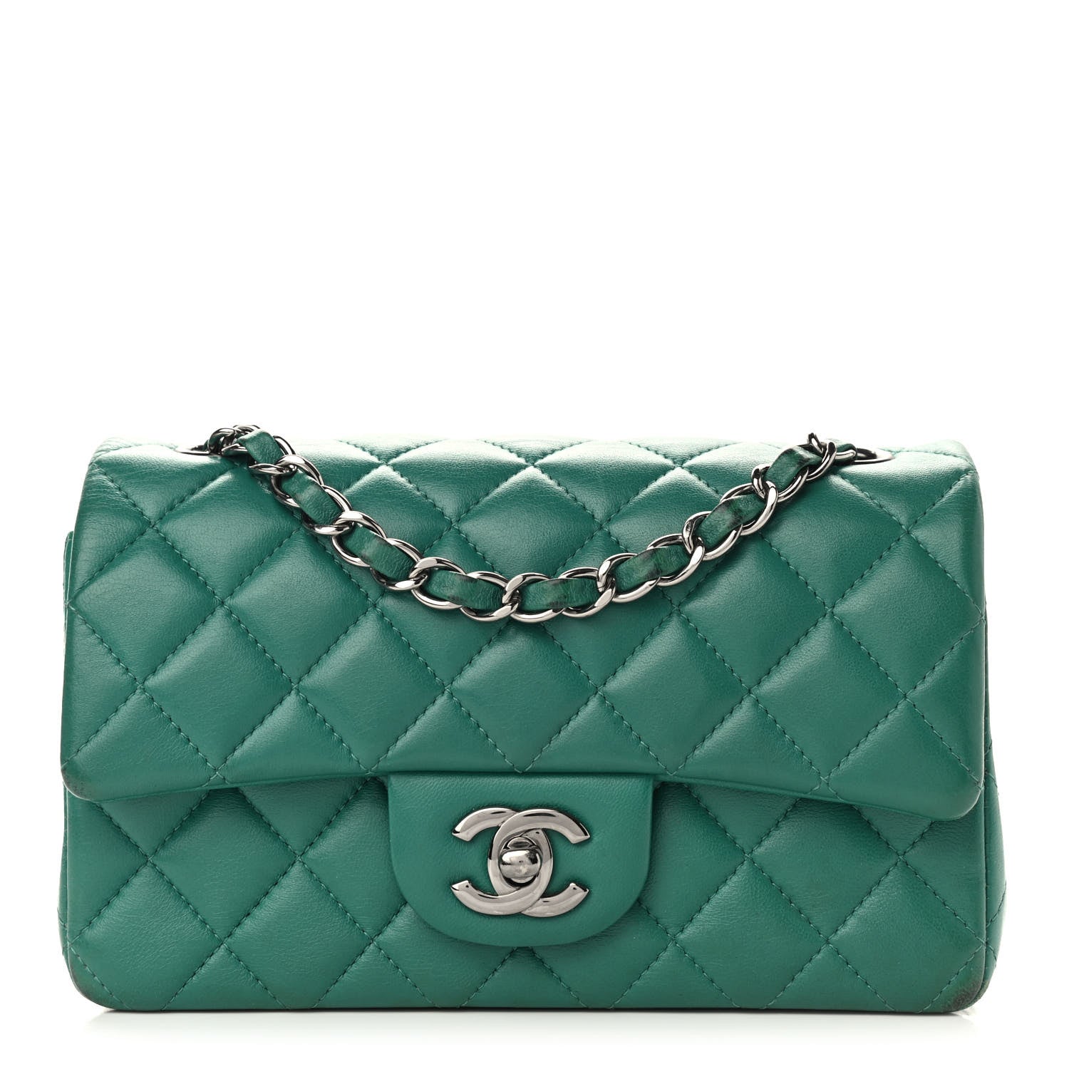 Chanel Lambskin Quilted Mini Rectangular Flap Green 1 of 10